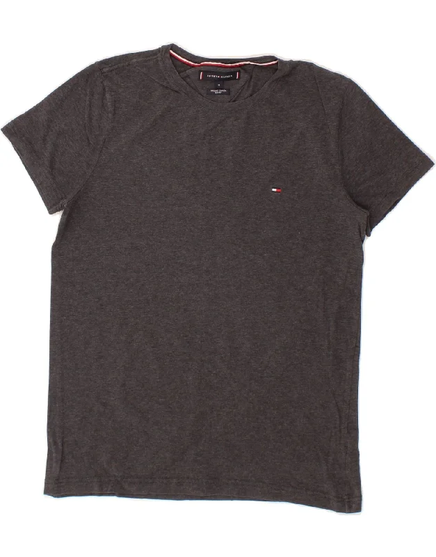TOMMY HILFIGER Mens Slim Fit T-Shirt Top Medium Grey Cotton Notch Collar Peter Pan Collar Cowl Neck TOMMY HILFIGER Mens Slim Fit T-Shirt Top Medium Grey Cotton Notch Collar Peter Pan Collar Cowl Neck