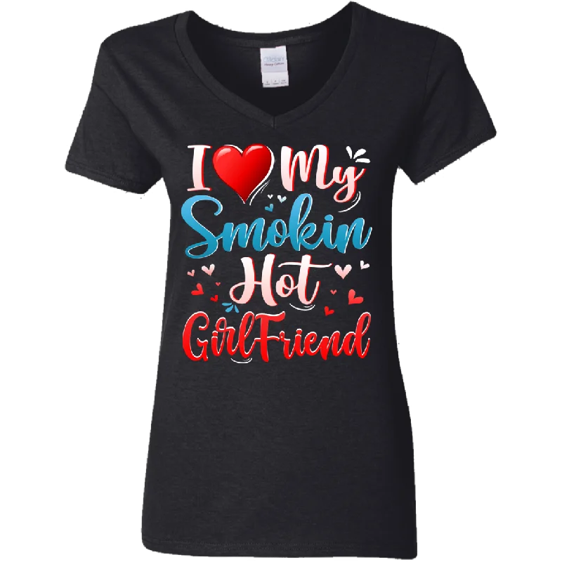 I Love My Smokin Hot Girlfriend Cute Valentine Couple Ladies V-Neck T-Shirt Collared Crew Neck Turtle Neck I Love My Smokin Hot Girlfriend Cute Valentine Couple Ladies V-Neck T-Shirt Collared Crew Neck Turtle Neck