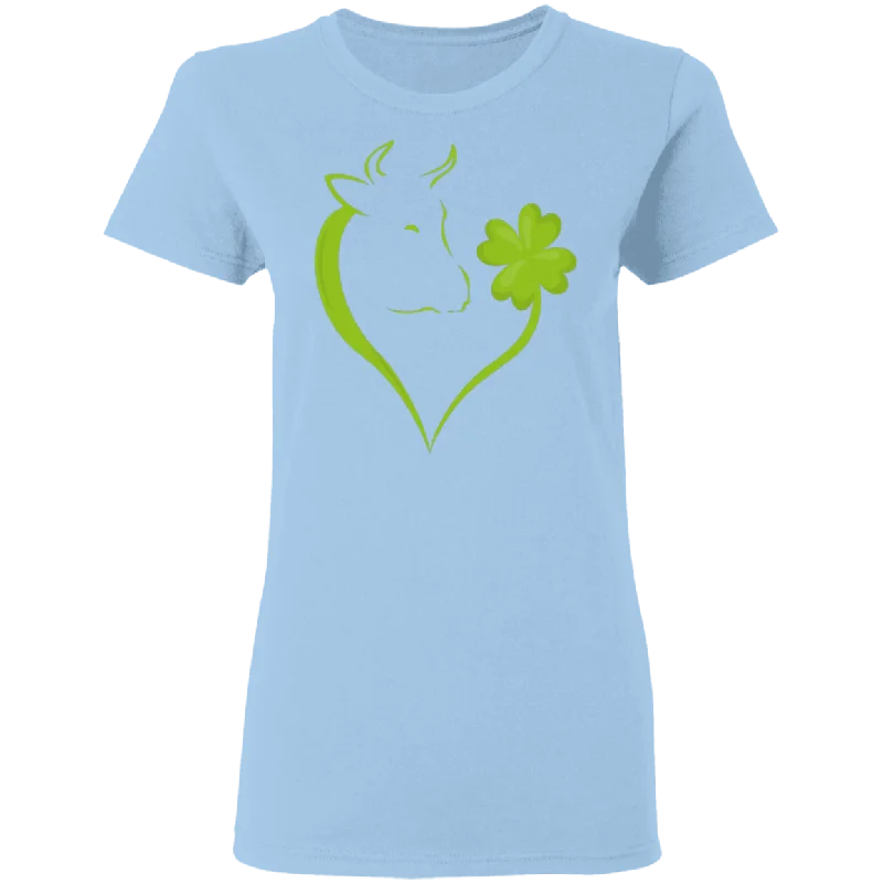 Dabbing Shamrock Goat St Patrick's Day Irish Gifts Ladies T-Shirt Fleece Fabric Down Fabric Feather Fabric