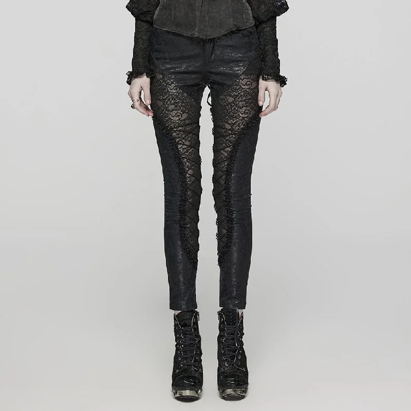 Women's Gothic Lace Lace-Up Leggings Comfortable Workout Fitness Leggings