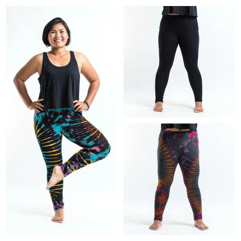 Assorted set of 5 PLUS SIZE Tie dye Leggings Trendy Color Block Leggings