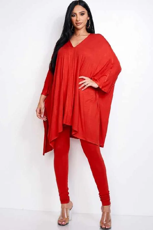 Cape Top And And Leggings 2 Piece Set Trendy Digital Print Leggings