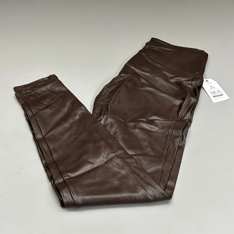 TIME AND TRU Women's Faux Leather Leggings Sz M 8-10 Brown (New) Trendy Cold Weather Tights