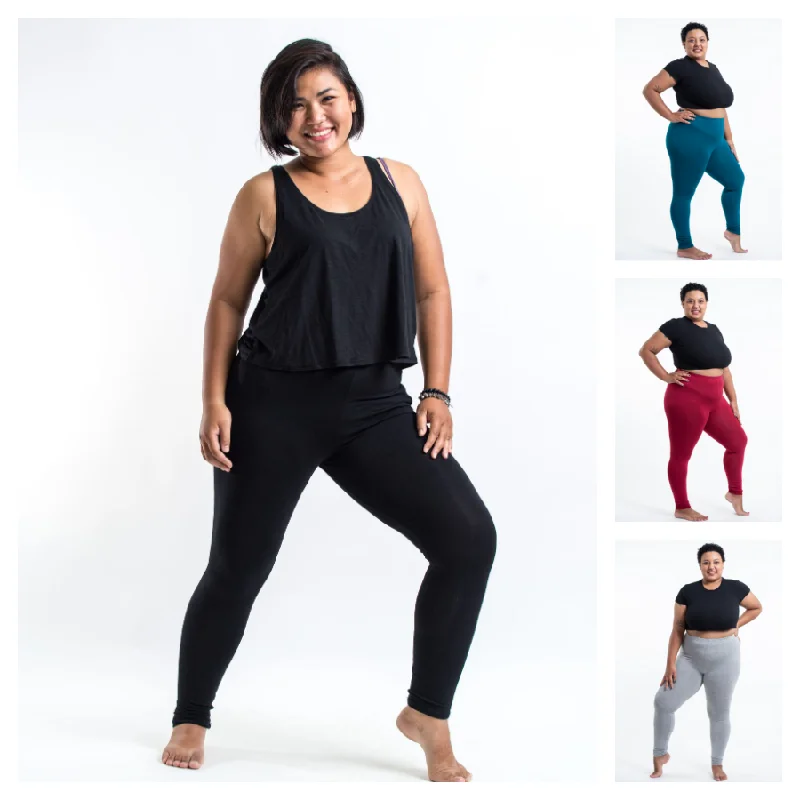Assorted set of 5 PLUS SIZE Solid Color  Leggings Elegant Stretchy Faux Leather Leggings