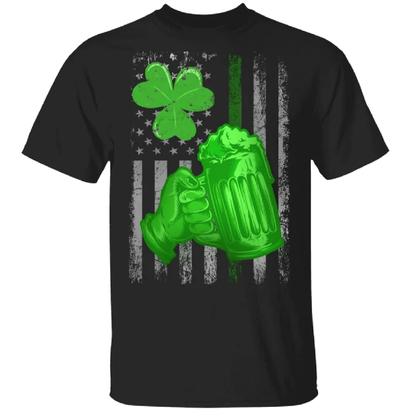 Green Beer American Flag Drunker St Patrick's Day Irish Gift T-Shirt Terry Blend Velvet Blend Canvas Blend