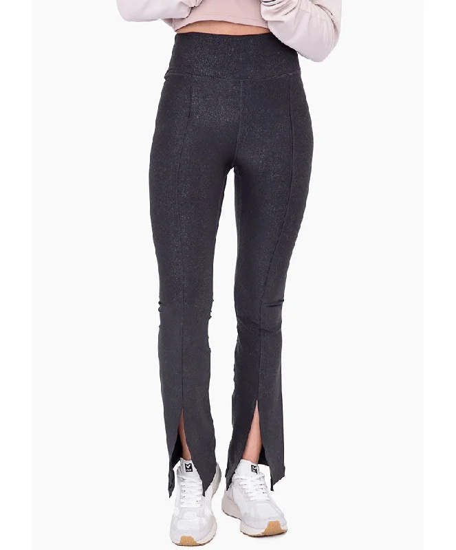 Foil Printed Front Slit High-Waisted Leggings Elegant Full-Body Leggings