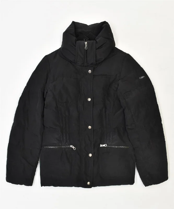 ELLESSE Womens Padded Jacket UK 12 Medium Black Polyester Insulated Jacket Fitted Jacket Loose Jacket
