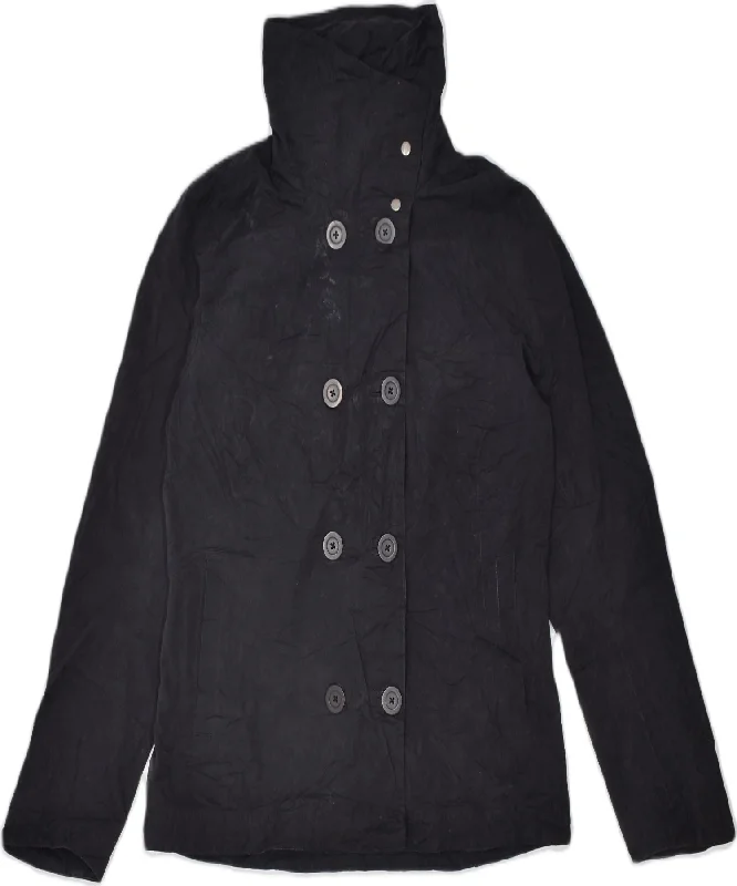 COLUMBIA Womens Double Breasted Windbreaker Jacket UK 14 Medium Black Bomber Jacket Anorak Windbreaker