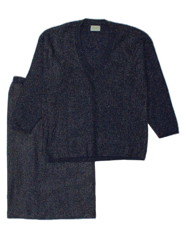 BENETTON Womens 2 Piece Skirt Set IT 46 Large W32 Navy Blue Flecked Wool chiffon skirt floaty BENETTON Womens 2 Piece Skirt Set IT 46 Large W32 Navy Blue Flecked Wool chiffon skirt floaty
