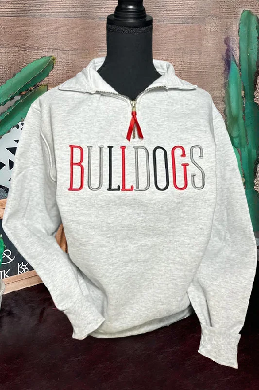 Colorful Bulldog Letter Zip Sweatshirt Hoodie with Back Slit Movement Comfort