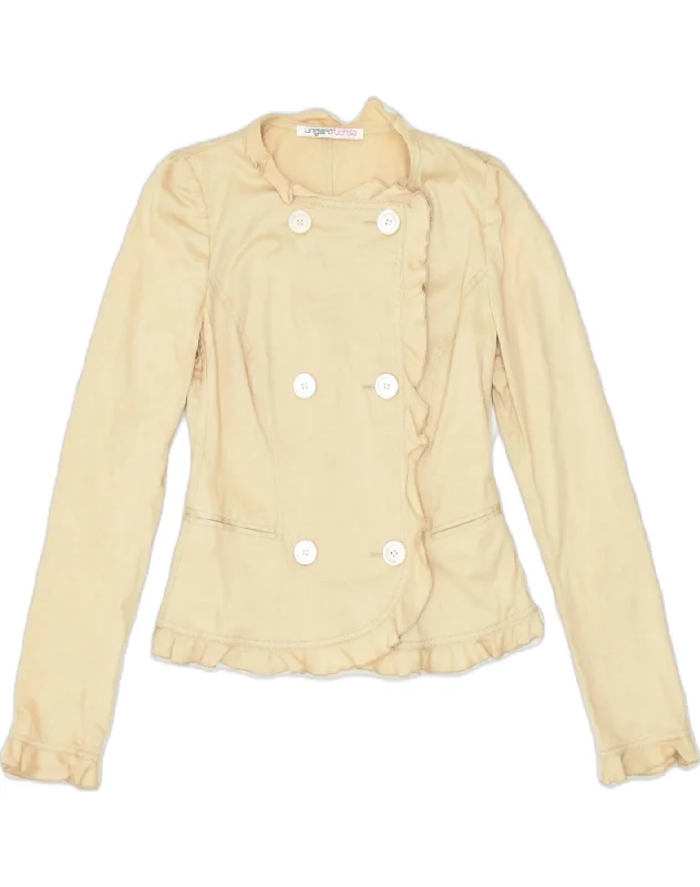 VINTAGE Womens Double Breasted Blazer Jacket UK 10 Small Beige Mesh Jacket Canvas Jacket Denim Jacket
