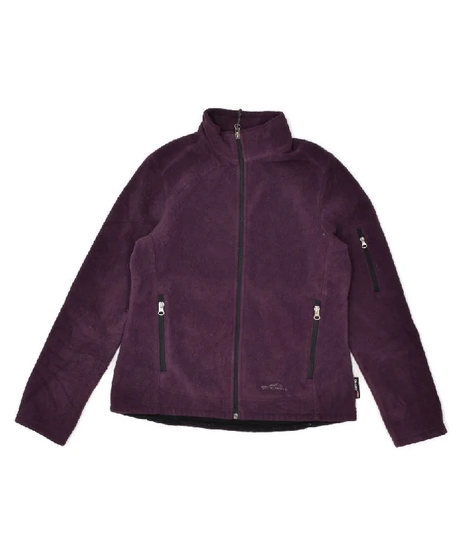 EDDIE BAUER Womens Fleece Jacket UK 6 XS Purple Polyester Knit Jacket Woven Jacket Fleece Jacket