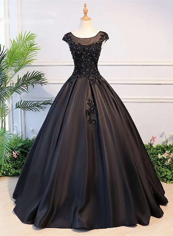 High Quality Black Satin Long Party Dress, Black Evening Gown Tunics Timeless classic High Quality Black Satin Long Party Dress, Black Evening Gown Tunics Timeless classic