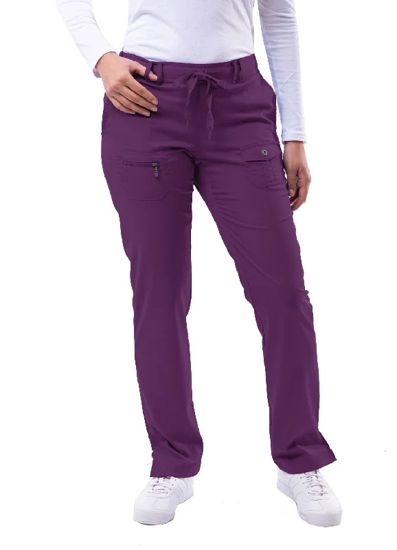 Slim Fit 6 Pocket Scrubs Pant by Adar (Regular) XXS-3XL /  Eggplant Cozy Knit Pants
