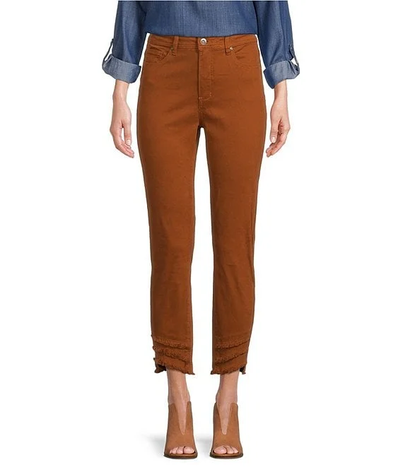 Rust Frayed Ankle Pants Wide-Legged Palazzos