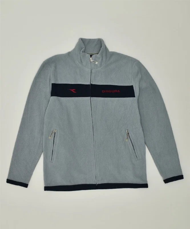 DIADORA Womens Fleece Jacket UK 16 Large Grey Polyester Cardigan Sweater Pullover
