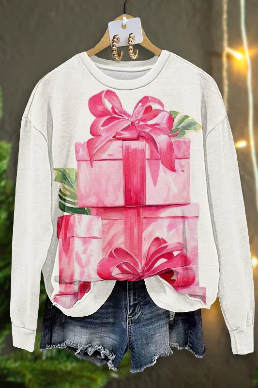 Sweet Gift Print Sweatshirt Hoodie with Double Zipper Versatile Adjustable