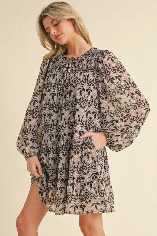 Night To Remember Black Printed Dress Tunics Trousers formal