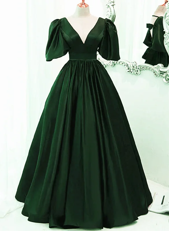 Green Satin Short Sleeves Long Party Dress, Green Floor Length Evening Dress Prom Dress Tunics Yoga stretchy Green Satin Short Sleeves Long Party Dress, Green Floor Length Evening Dress Prom Dress Tunics Yoga stretchy
