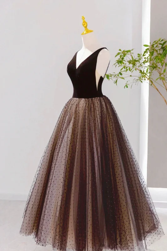 Black V-neck Tulle Short Prom Dress, A-Line Black Tea Length Party Dress empire Waist empire Black V-neck Tulle Short Prom Dress, A-Line Black Tea Length Party Dress empire Waist empire