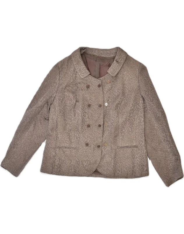 LEBOLE Womens Double Breasted Blazer Jacket UK14 Large Brown Faux Fur Jacket Real Fur Jacket Shearling Jacket
