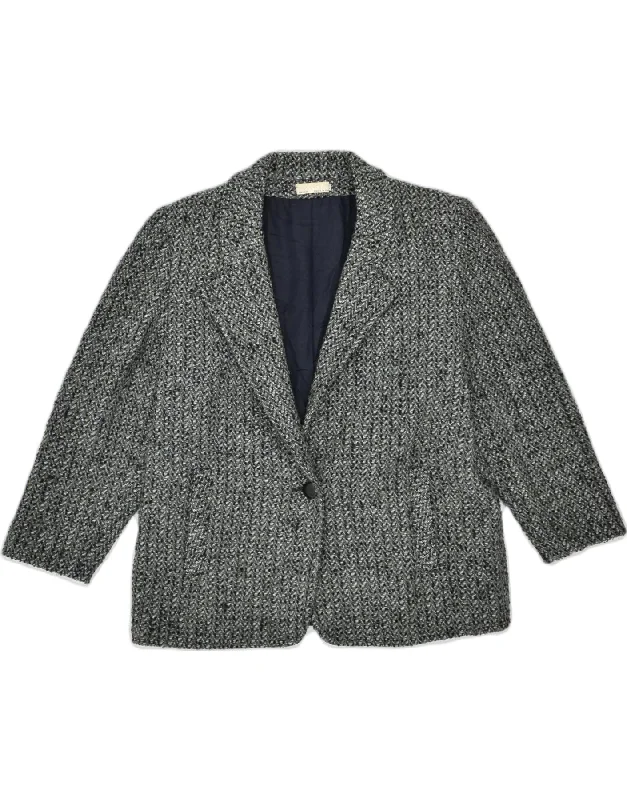 VINTAGE Womens 1 Button Blazer Jacket IT 46 Large Grey Flecked Classic Jacket Blazer Coat VINTAGE Womens 1 Button Blazer Jacket IT 46 Large Grey Flecked Classic Jacket Blazer Coat