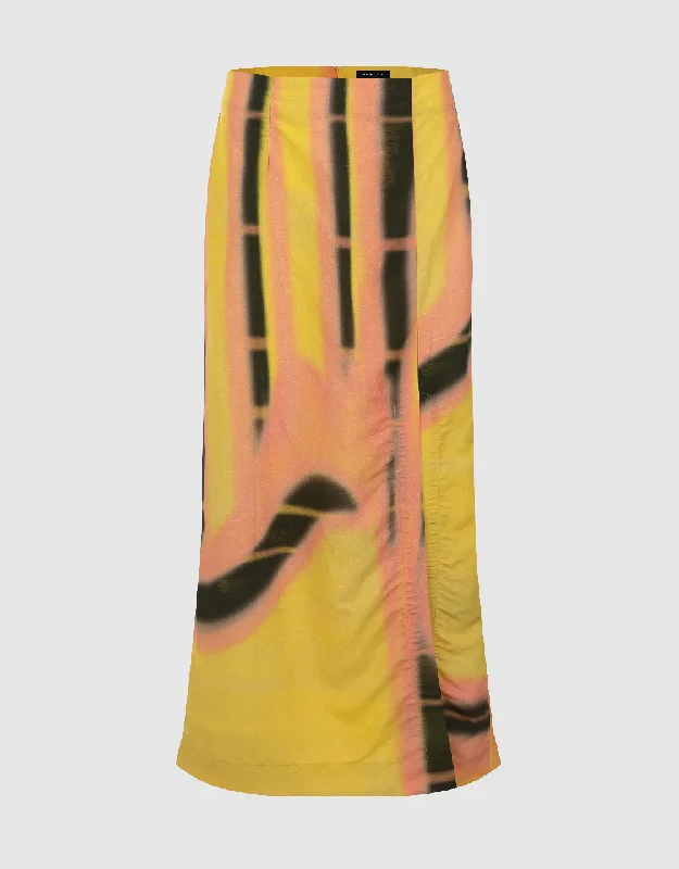 Printed Maxi Straight Skirt lace skirt intricate