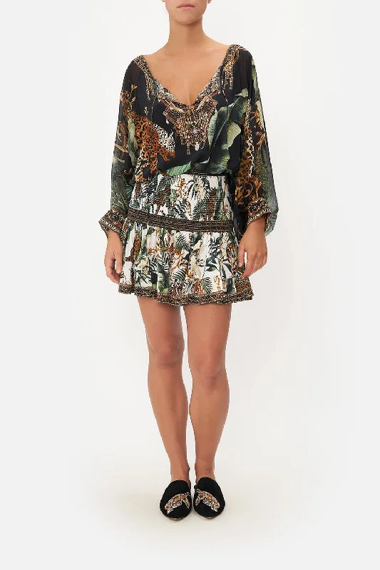 SHORT SHIRRED SKIRT TIGER TRAP breathable skirt fabric