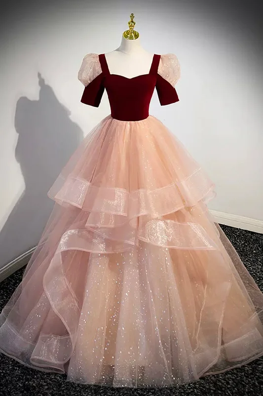Unique Velvet Long A-Line Prom Dress with Ruffles, Cute Evening Party Dress Pencil Length Work Unique Velvet Long A-Line Prom Dress with Ruffles, Cute Evening Party Dress Pencil Length Work