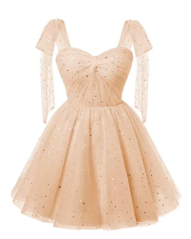 Sparkly Starry Blush Pink Tulle Short Homecoming Dresses Spaghetti Bow Straps Prom Dress Sequin Cocktail Party Dress for Teens Tunics Prom sequined Sparkly Starry Blush Pink Tulle Short Homecoming Dresses Spaghetti Bow Straps Prom Dress Sequin Cocktail Party Dress for Teens Tunics Prom sequined