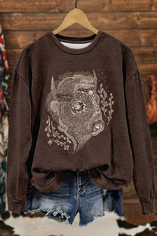 Cute Western Cow Print Sweatshirt Hoodie with Reflective Safety Nightwear