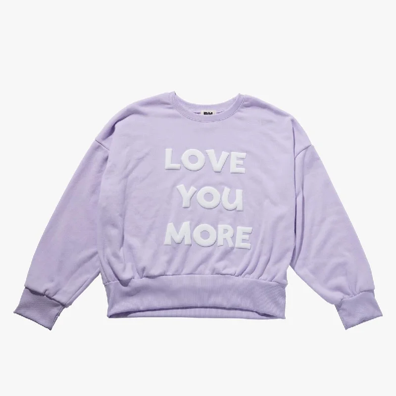 Petite Hailey - Love You More Lilac Women's Sweatshirt Hoodie with Ribbed Cuffs Snug Fit Comfort