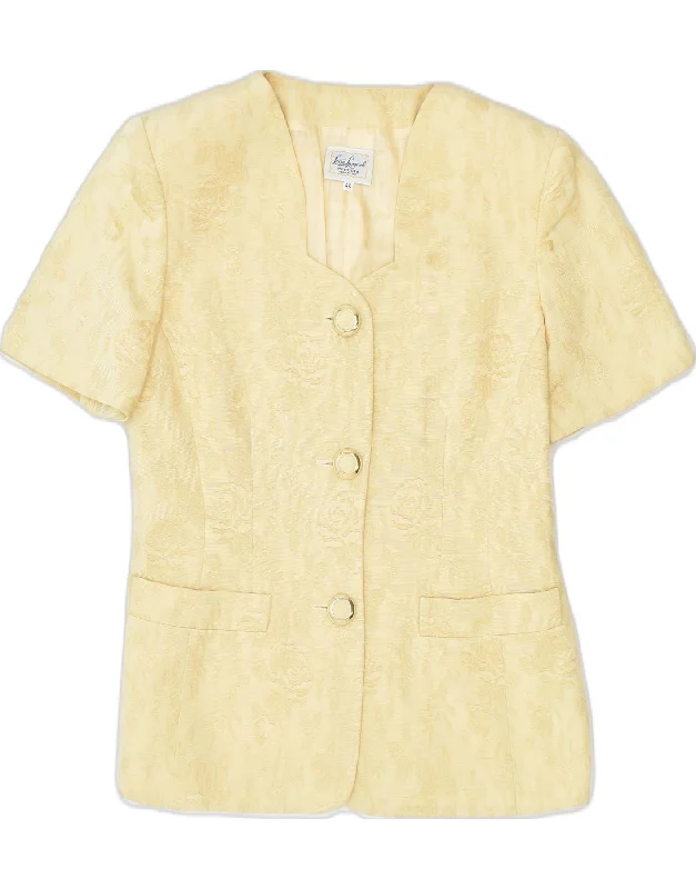 LUISA SPAGNOLI Womens 3 Button Blazer Jacket IT 44 Medium Yellow Floral Oversized Jacket Tailored Jacket Straight Jacket