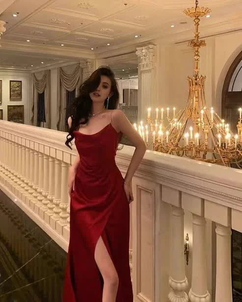 Red Sheath Long Prom Dresses Slit Evening Party Dress Tunics Custom made