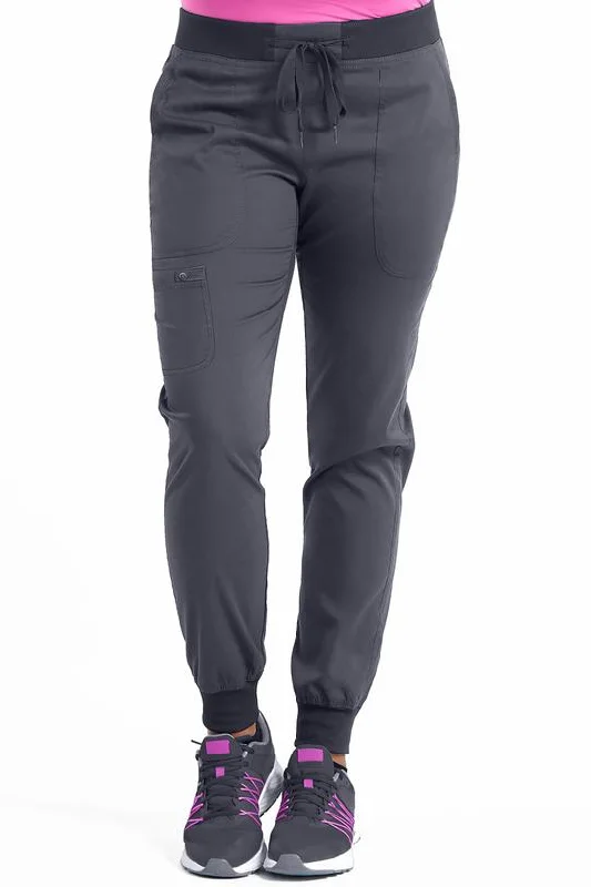 Jogger Yoga Scrubs Pants (Petite) by Med Couture(MC Touch)  XS-XL / PEWTER Relaxed Fit Trousers