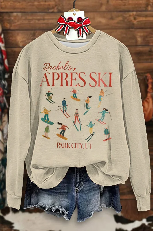Ski Club Bachelorette Winter Sweatshirt Hoodie with Batwing Sleeves Loose Dramatic