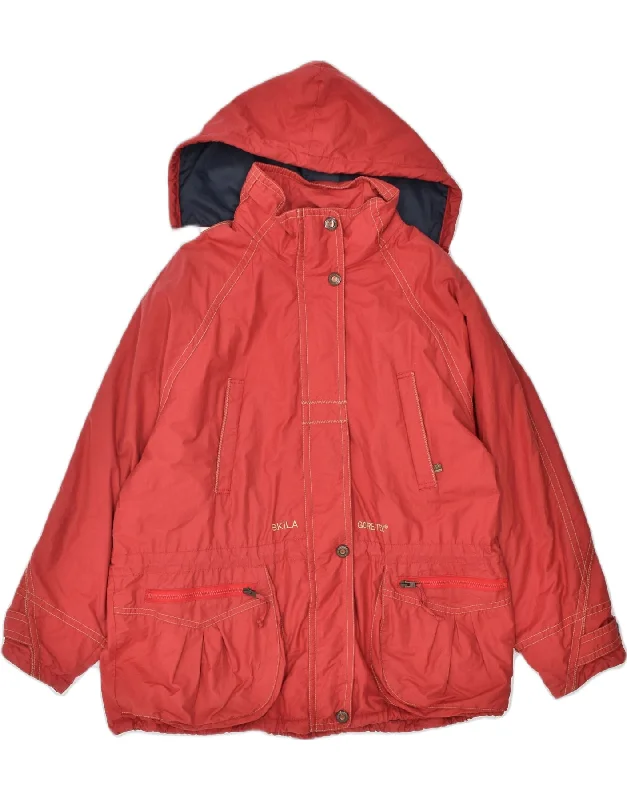 VINTAGE Womens Oversized Hooded Windbreaker Jacket UK 14 Large  Red Tailored Jacket Straight Jacket A-Line Jacket