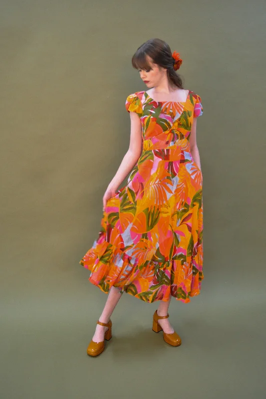 Astrid Green & Orange Tropical Floral Dress Tunics Exclusive limited