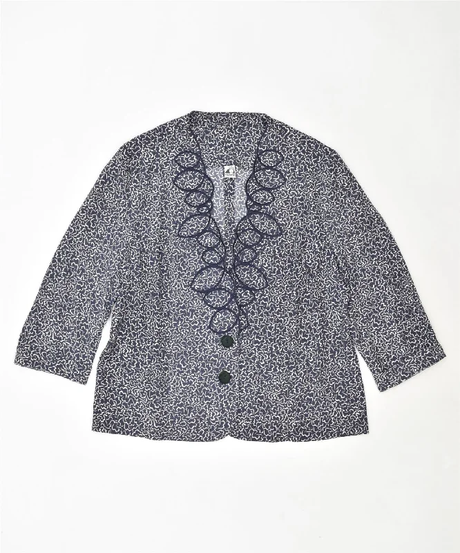 ARIANNE Womens 2 Button Blazer Jacket IT 53 2XL Blue Geometric Vintage Front Pockets Side Pockets Patch Pockets