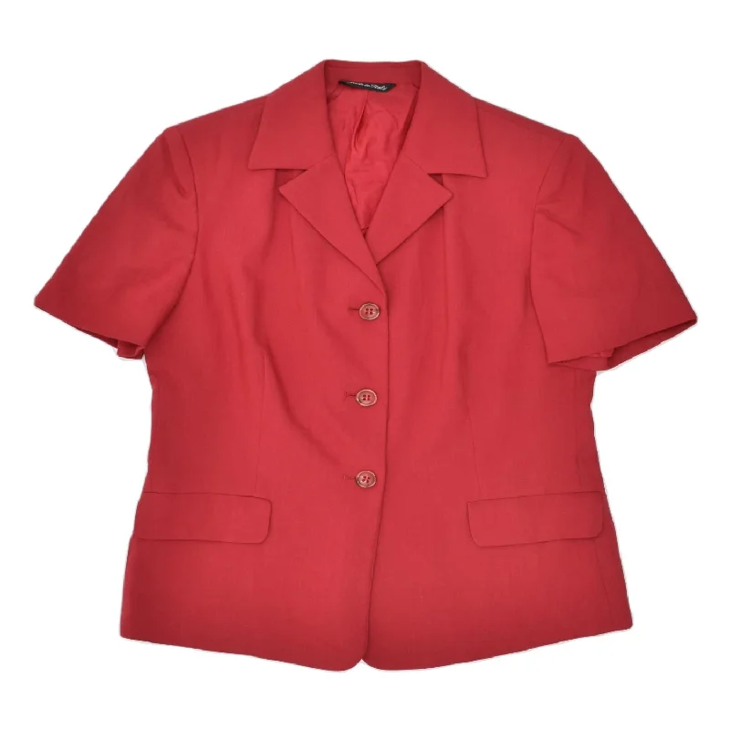 VINTAGE Womens Short Sleeve 3 Button Blazer Jacket IT 44 Medium Red Satin Jacket Silk Jacket Chiffon Jacket