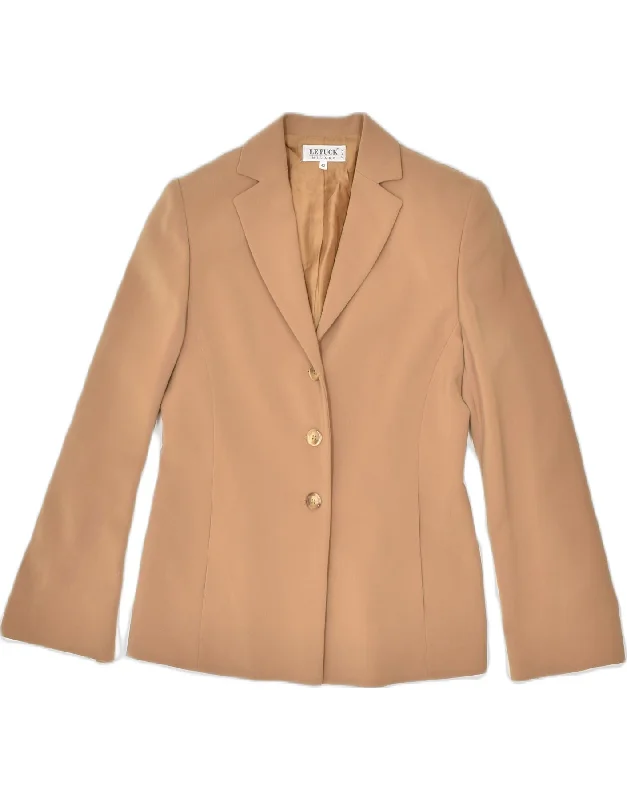 LE PUCK Womens 3 Button Blazer Jacket IT 42 Medium Brown Polyester Embroidered Jacket Appliqued Jacket Beaded Jacket