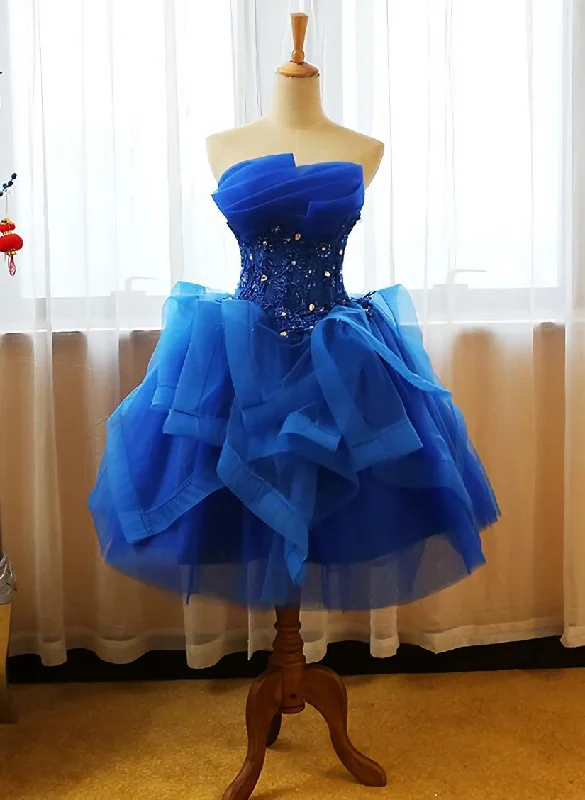 Royal Blue Knee Length Party Dress with Applique, Short Prom Dress Sequined Elegant Party Royal Blue Knee Length Party Dress with Applique, Short Prom Dress Sequined Elegant Party