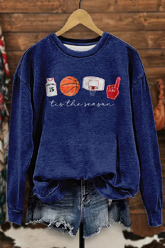 Basketball Tis the Season Sweatshirt Hoodie with Hem Detail Decorative Unique