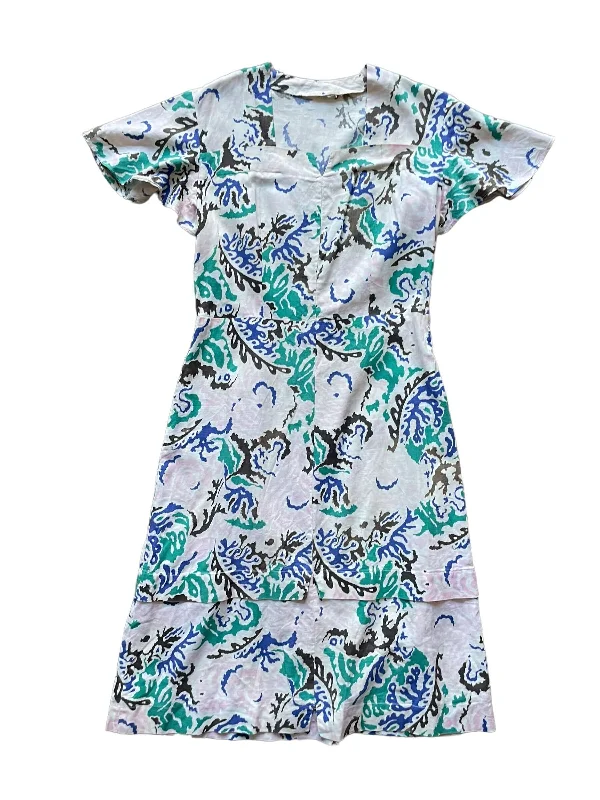 Vintage 1940s Day Dress SZ M-L | Seattle True Vintage | Barn Owl Vintage Ladies Dresses sweetheart Neckline Romantic