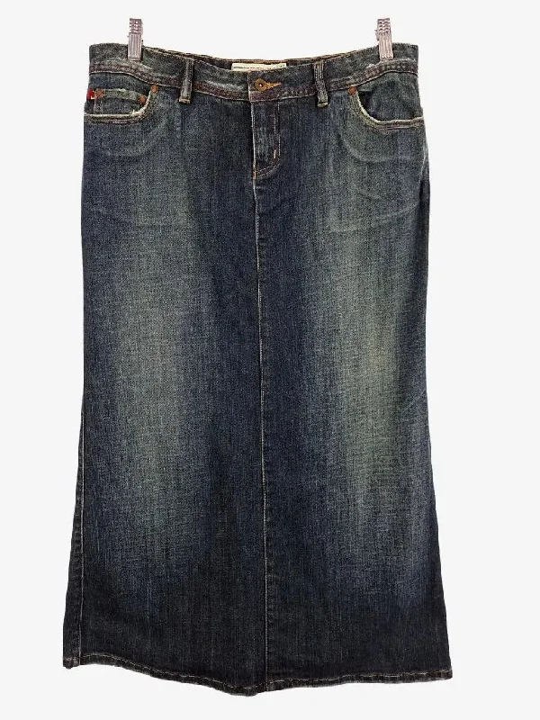 Jag Y2K Midwash Denim Maxi Skirt Size 12 floral skirt print