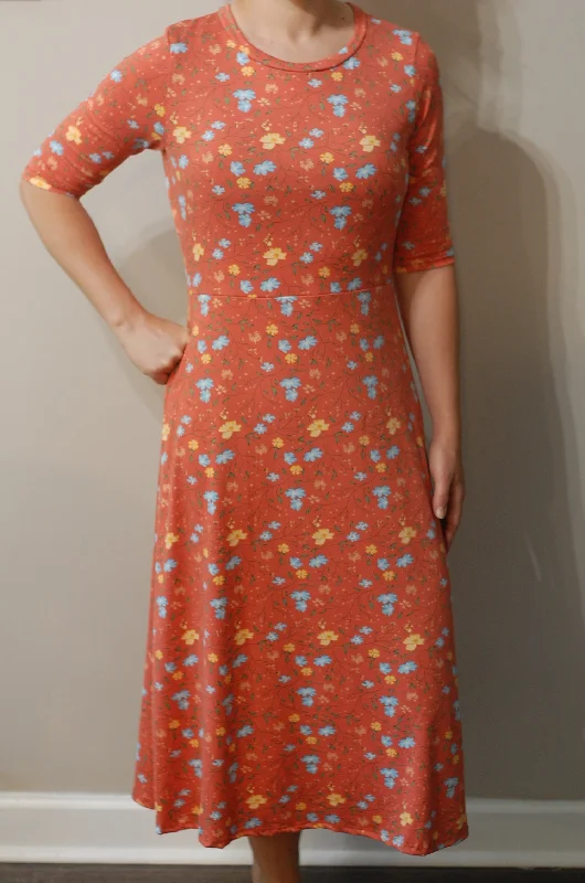 Orange Floral Customizable Comfy Dress Tunics Trendy modern