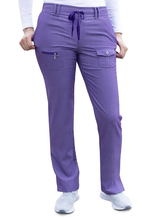 Pro Heather Slim Fit 6 Pocket Scrubs Pant by Adar XXS-3XL (Tall) / HEATHER GRAPE Relaxed Casual Leggings