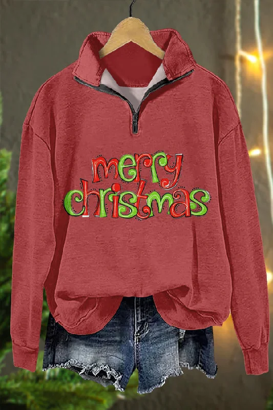 Western Merry Christmas Print Sweatshirt Hoodie with Illustration Artistic Creative