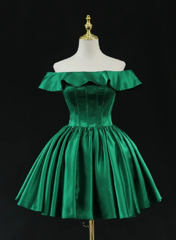 Green Satin Short Homecoming Dress Prom Dress, Green Party Dress Formal Dresses Tunics Long Elegant Green Satin Short Homecoming Dress Prom Dress, Green Party Dress Formal Dresses Tunics Long Elegant