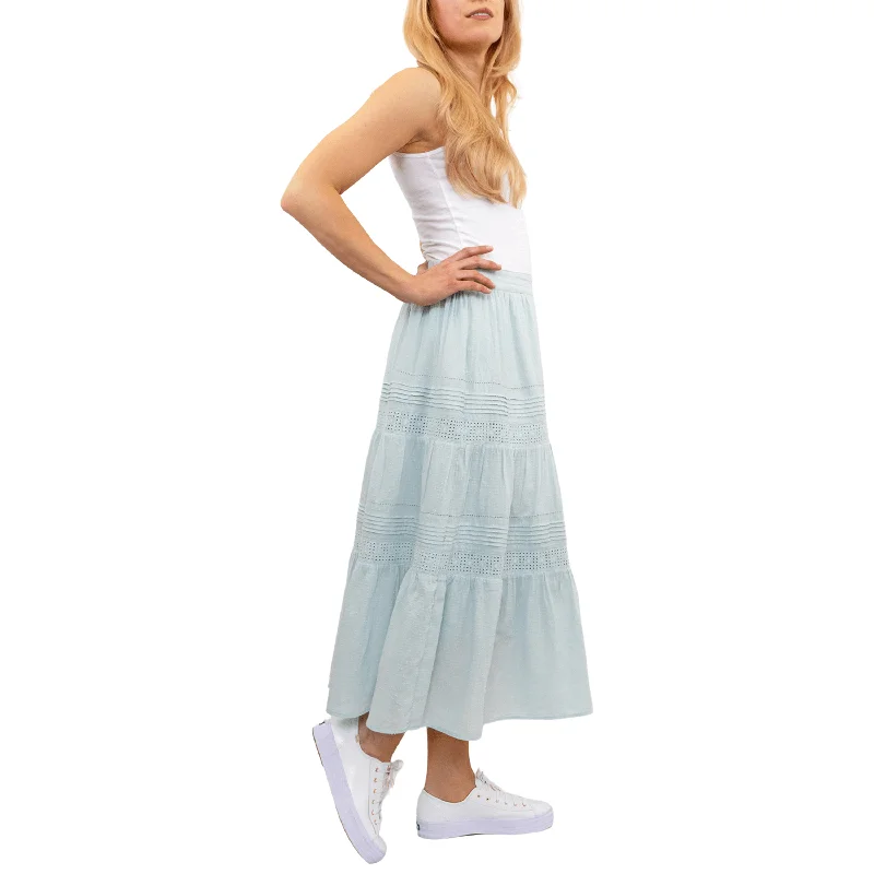 M&S Per Una Mint Green Tiered Relaxed Flare Long Maxi Skirts slim fit skirt
